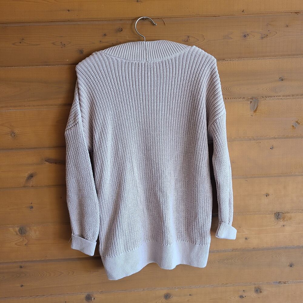 Asos Cardigan Sweater Top Stradivarius Tan Button Down Vneck M Fall Cottage Boho - Picture 3 of 4